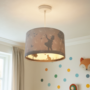 Fabric kids pendant light grey, Butterfly