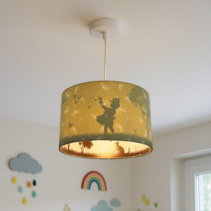 Fabric kids pendant light green, Butterfly