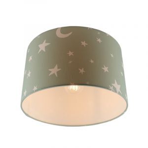 Fabric kid's ceiling light green, Stars
