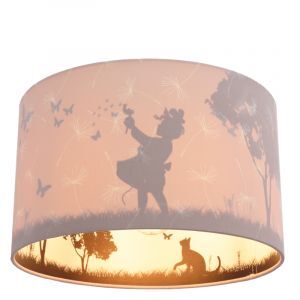 Fabric kid's ceiling light pink, Butterfly