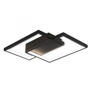 Aluminium flush ceiling light black, Kimber, 45W, warm to cold white adjustable LED, with remote control