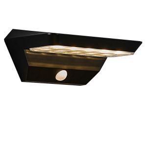 Black solar outdoor wall light modern, Agena, 4,5W, 3000K LED, IP44