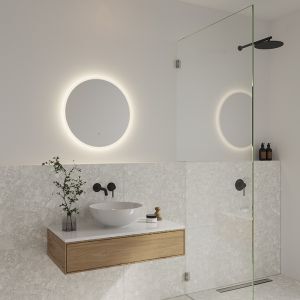 Grey mirror with light modern, Dovina, 20W, 4000K LED, IP44, with switch