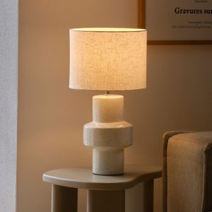 Ceramic table lamp beige, Dugan, with switch