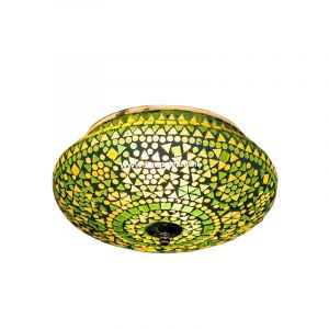 Green oriental flush ceiling light mosaic, Mimoun