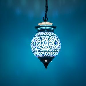 Blue oriental pendant light mosaic, Nisrin