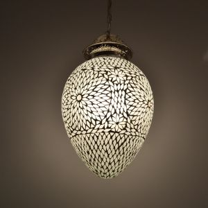 White oriental pendant light mosaic, Isa