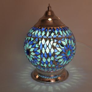 Blue oriental table lamp mosaic, Sabri