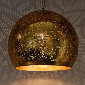 Golden oriental pendant light filigree, Alyssa
