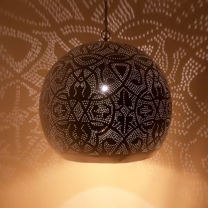 White oriental pendant light filigree, Alyssa