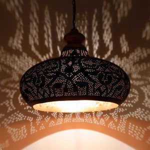 Black oriental pendant light filigree, Zina