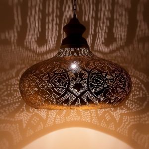 Golden oriental pendant light filigree, Zina