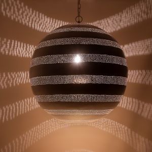 White oriental pendant light filigree, Nimra