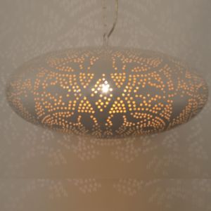 White oriental pendant light filigree, Zina