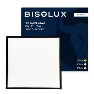 Black 600x600 LED Panel - 125 lm/W - UGR<22 - Adjustable White - Back-Lit