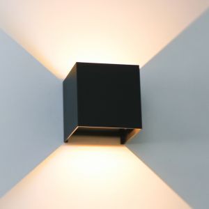 Black modern up down wall light aluminium, Dion, 7W, dim to warm LED, IP65