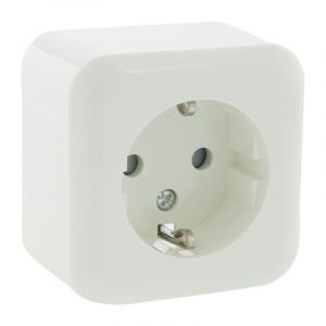 Exin Exo socket, surface-mounted, single, Schuko earth, polar white
