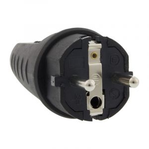 Plug SCHUKO Rubber 10/16 Ampere, Black