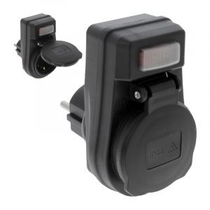 Plug earthed switch Lamp 10 / 16A IP44 Black
