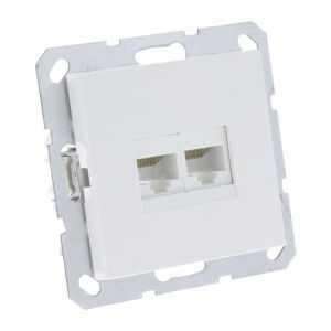 Q-Link S-Line Socket Flush mount Telephone / Data 2X8-Pin, Polar white
