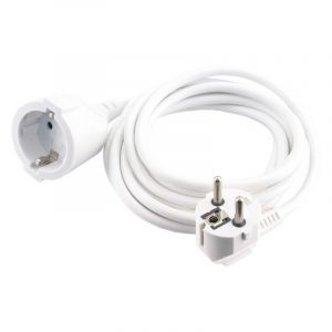 Exin extension cord earthed, 2500w 3 x 1.0 mm. 10 m white
