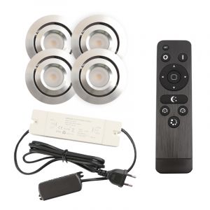 4 adjustable porch spotlights Rona, IP44, with connection set and remote control, chrome