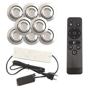 8 adjustable porch spotlights Rona, IP44, with connection set and remote control, chrome