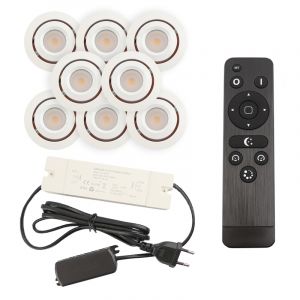 8 adjustable porch spotlights Rona, IP44, with connection set and remote control, white