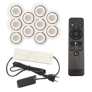 10 adjustable porch spotlights Rona, IP44, with connection set and remote control, white