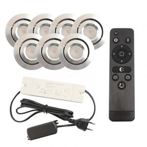 7 adjustable porch spotlights Rona, IP44, with connection set and remote control, chrome