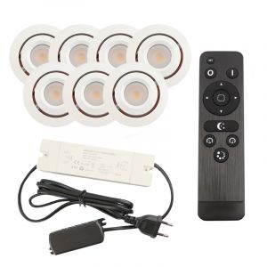 7 adjustable porch spotlights Rona, IP44, with connection set and remote control, white