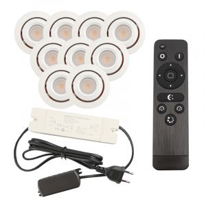 9 adjustable porch spotlights Rona, IP44, with connection set and remote control, white