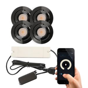 4 adjustable smart porch spotlights Rona, IP44, with connection set, black