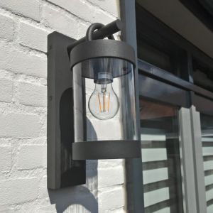 Anthracite outdoor wall light with dusk to dawn sensor rustic, Sambesi, IP44