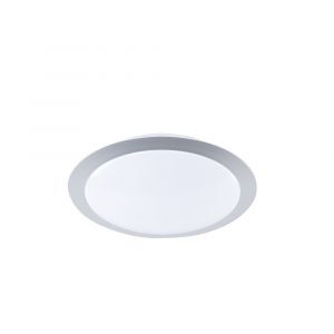 Silver flush ceiling light plastic, Ramsgate, 9W, 3000K LED