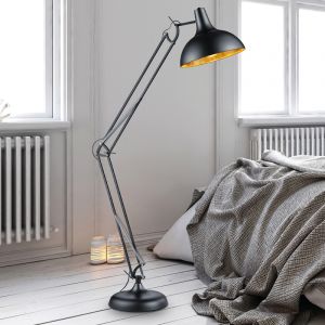 Black floor lamp modern, Benoit, with switch