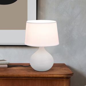 Ceramic table lamp white, Yesha, with switch