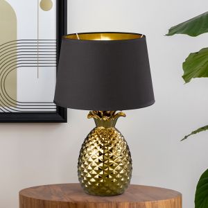 Ceramic table lamp gold, Monsted, with switch
