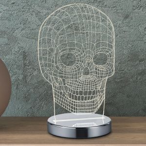 Chrome table lamp design, Berjan, 7W, warm to cold white adjustable LED, with switch