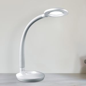 White desk lamp plastic, Jesse, 3W, 3000K LED, with touch dimmer