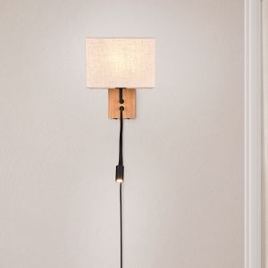 White wall light wood, Fransien, with switch