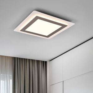 Nickel flush ceiling light modern, Frans, 46W, warm to cold white adjustable LED, with remote control