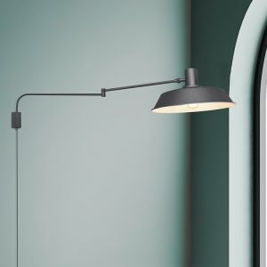 Black wall light modern, Silvia, with switch