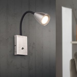 Nickel wall light modern, Joanne, with switch