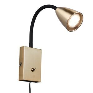 Brass wall light modern, Joanne, with switch