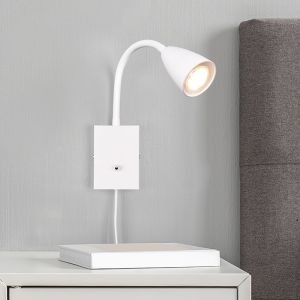 White wall light modern, Joanne, with switch