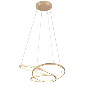 Golden dining table hanging lamp design, Teodore, 34W, white switch LED, 3-step dimmable