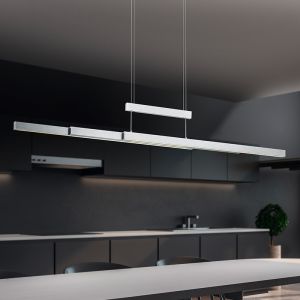 Nickel dining table hanging lamp modern, Jessey, 42W, warm to cold white adjustable LED, with touch dimmer