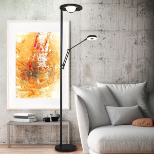 Black reading floor lamp modern, Yazid, 32W, adjustable light colour LED, with touch dimmer