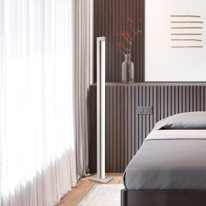 White floor lamp modern, Raihana, 21W, white switch LED, with touch dimmer
